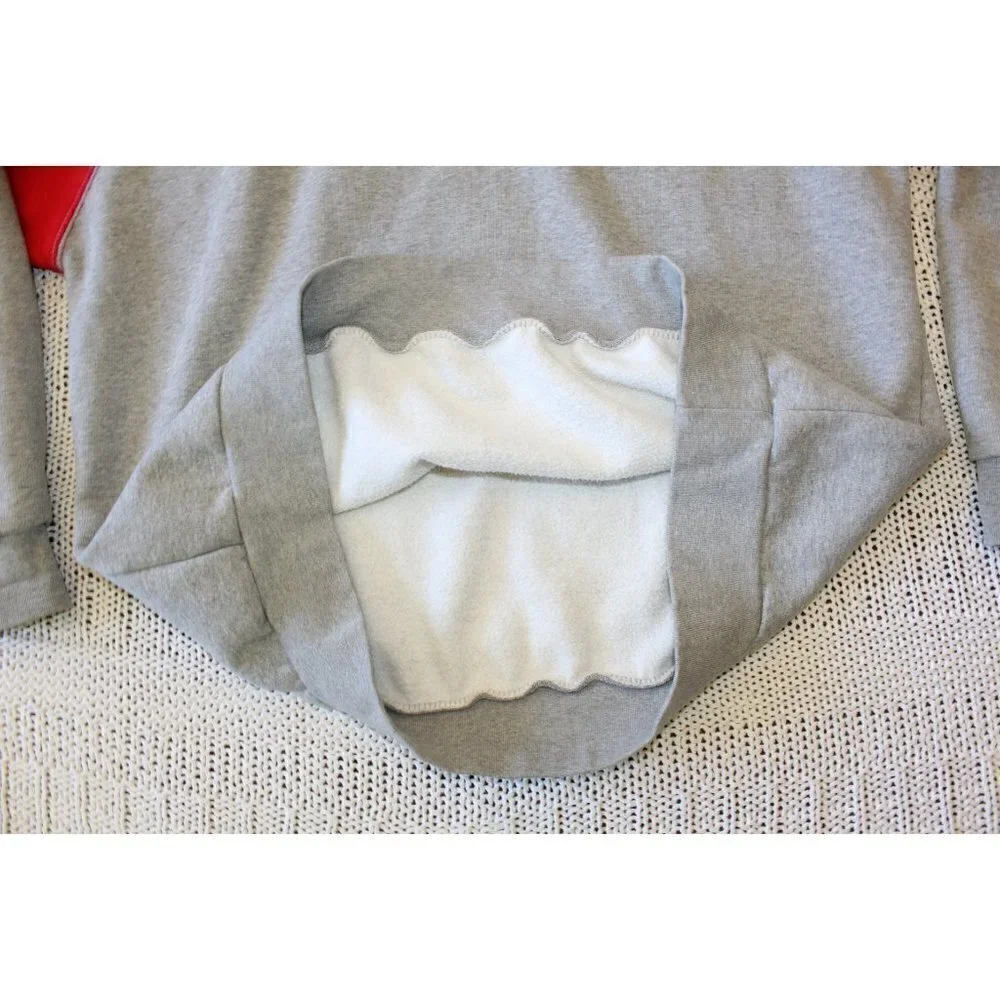 VTG No Fear Hooded Sweatshirt Grey & Red Long Sleeve Color block Pull on Size L?